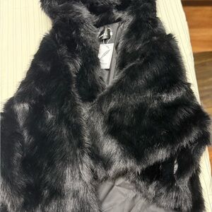 Black Faux Fur Vest